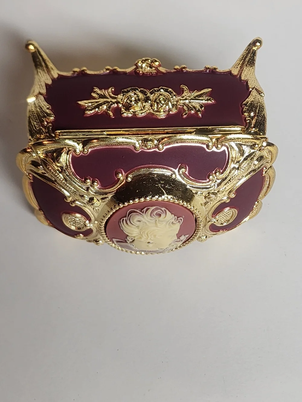 New Antique Style Cameo Red Gold Music Jewelry Box Diamond Rhinestones